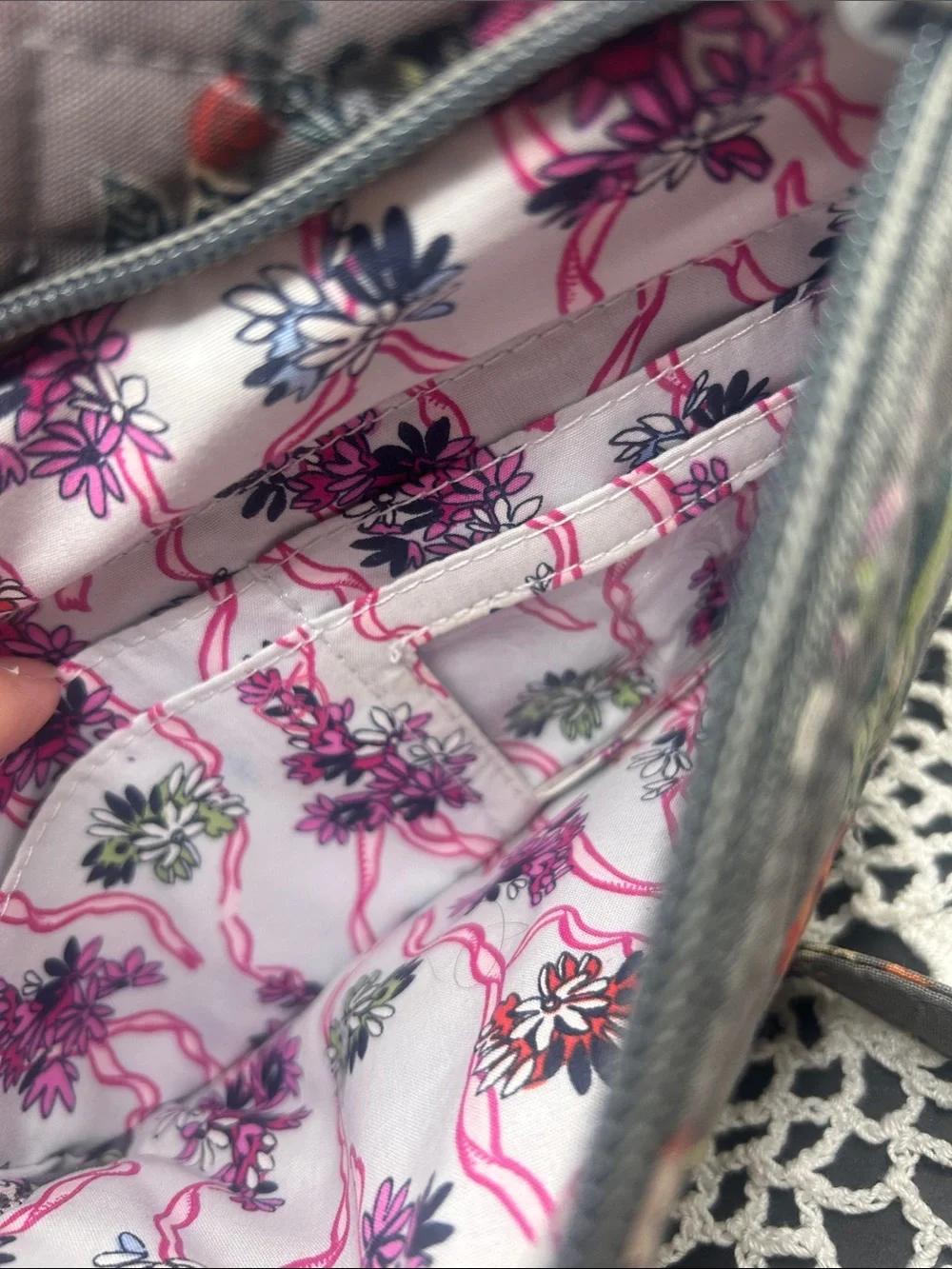 Vera Bradley Gray Quilted Floral Crossbody